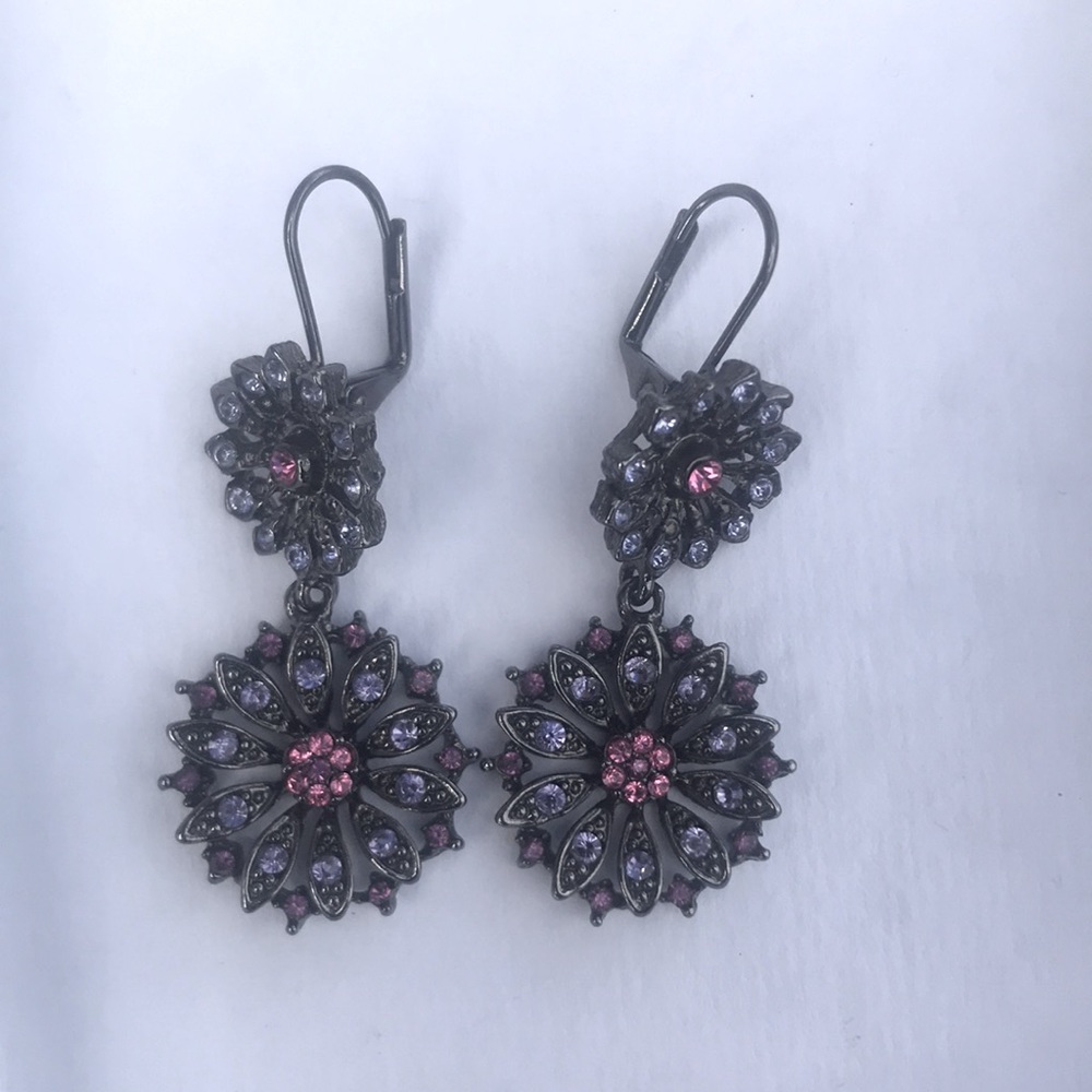 Pink and Purple Flower Earrings